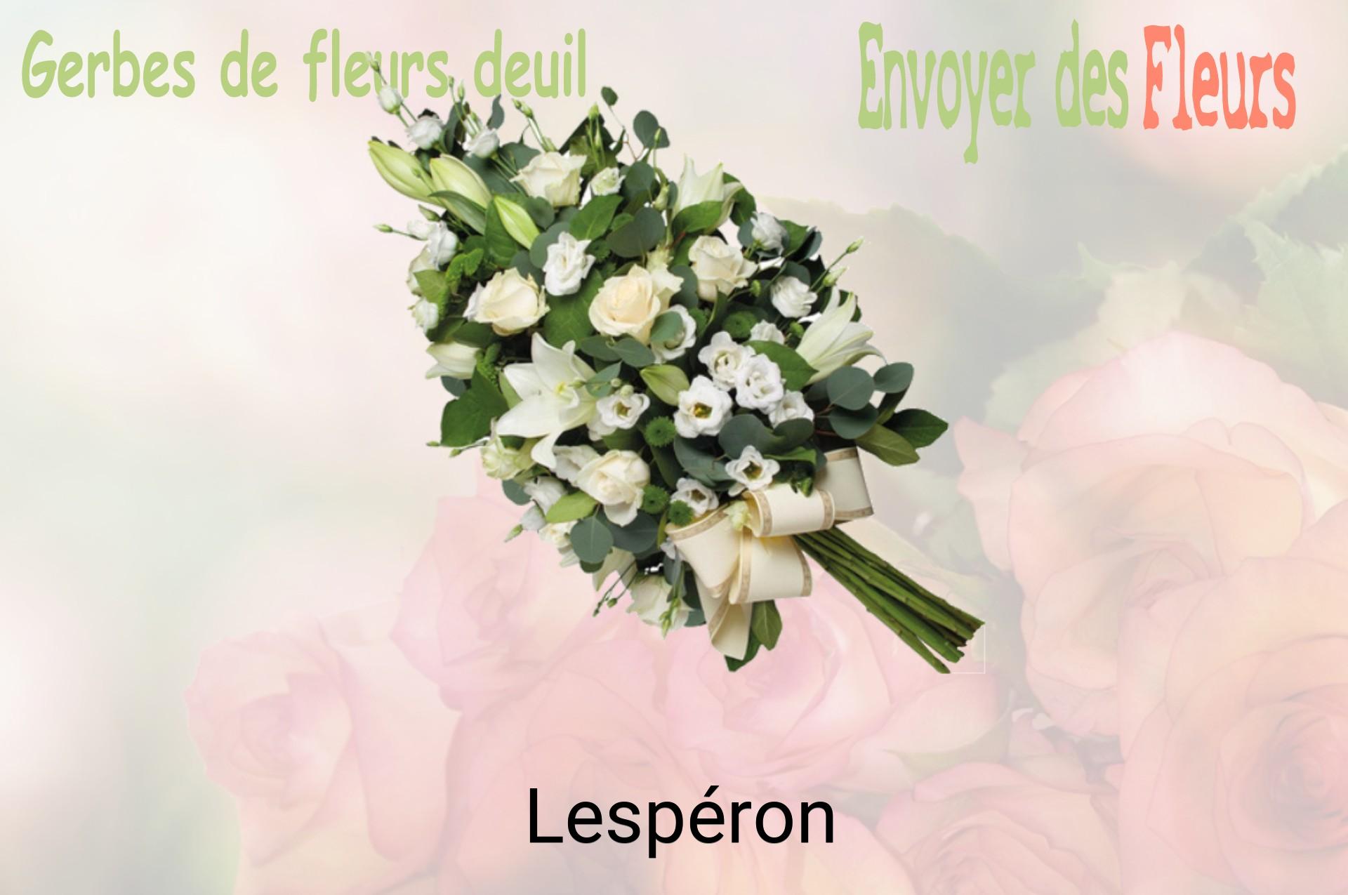 Gerbe de fleurs de deuil livrée à Lespéron